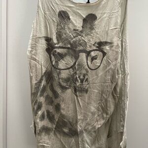Cream and Black Giraffe with Glasses Tank Top